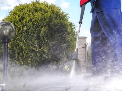 Driveway Pressure Wash. Cleaning Bricks Road and Garden Paths.